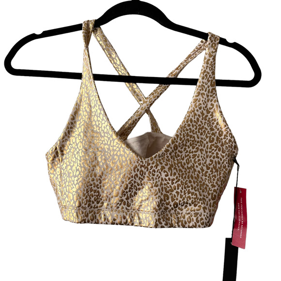 New Carbon38 Mini Leopard Bra Legging Workout Set Beige Gold - Picture 3 of 7